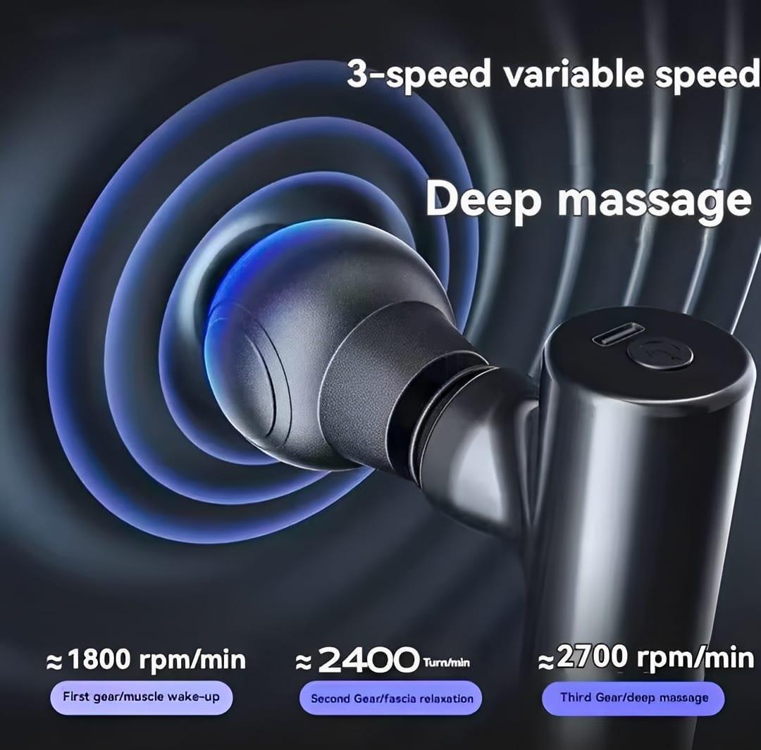 Rechargeable Black Massager Gun for Home & Office Relaxation