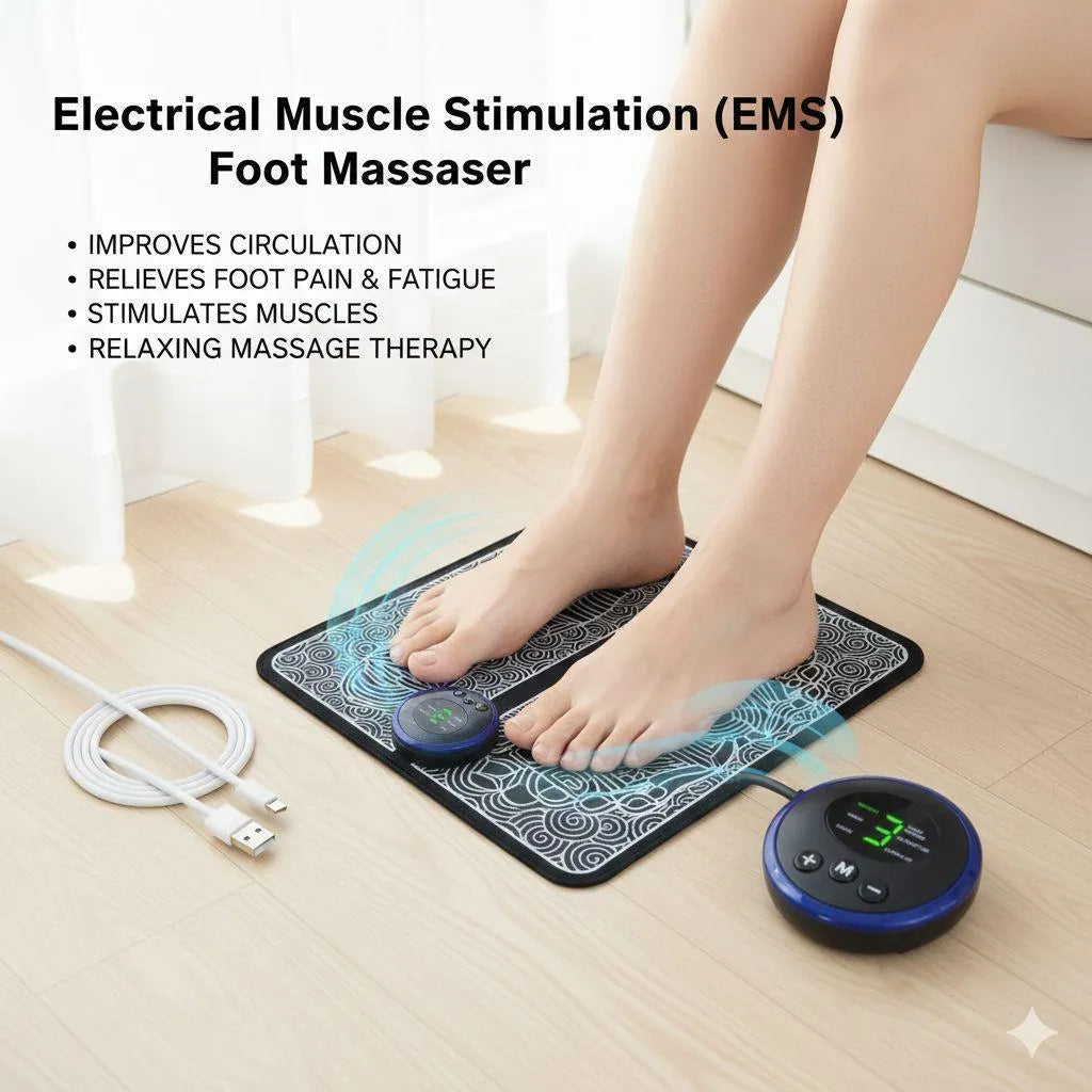 EMS Foot Massager Mat Portable Electric Muscle Stimulation Improve Blood Circulation Relieve Pain Folding Feet Massage Pad Electronic USB Rechargeable
