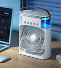 Desk Cooling Fan Portable Air Conditioner mini AC Fan Big Size Mini Air Cooler Ice Fan & Humidifier USB Electric Fan with Water Mist LED Lights Adjustable Wind Speed Small Desktop Cooling Fan for Rooms, Office & Home